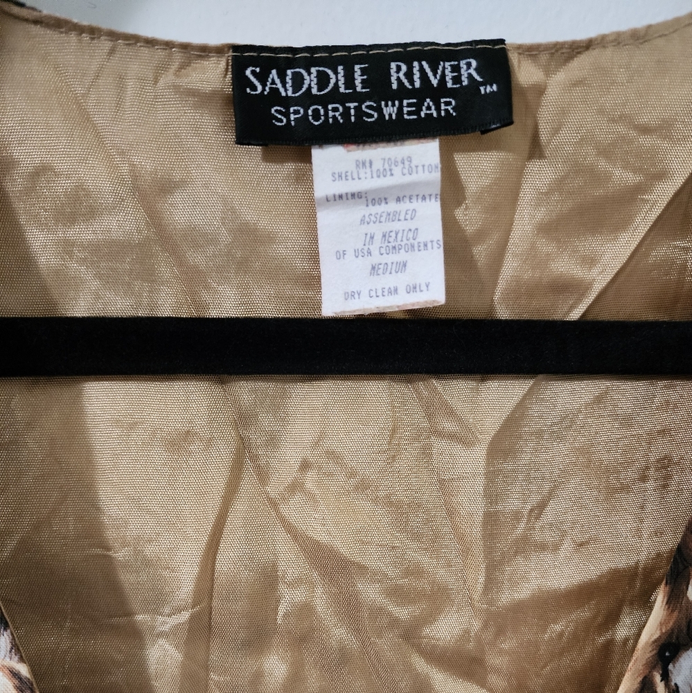 Vintage 1990s Saddle River Puppy Dog cream Novelty Tie Back Button Front vest M - Picture 4 of 4